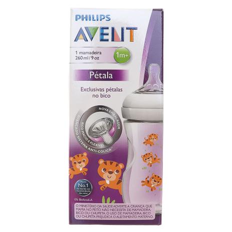Mamadeira Petala Decorada 260ML Tigre - Avent Menor preço em Mamadeira Petala Decorada 260ML Tigre - Avent