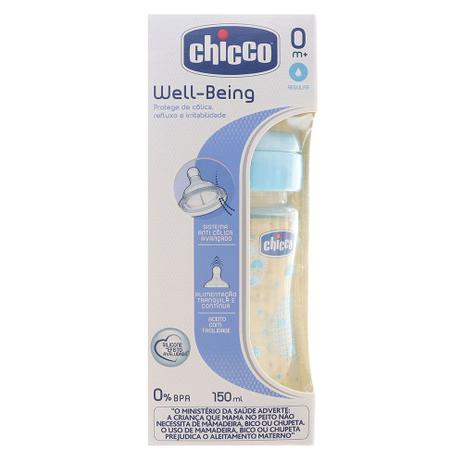 Mamadeira Wellb PP 150ML Chicco Silicone 0M+ Boy Menor preço em Mamadeira Wellb PP 150ML Chicco Silicone 0M+ Boy