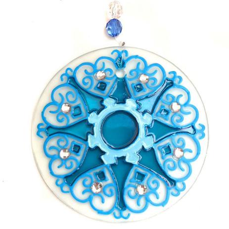 Mandala de Vidro Azul de Harmonia 10cm - Mandala de luz Menor preço em Mandala de Vidro Azul de Harmonia 10cm - Mandala de luz