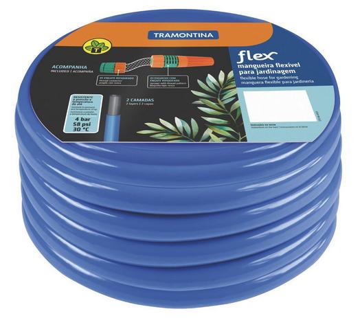 Mangueira Flex Tramontina Azul em PVC 2 Camadas 10 m com Engates rosqueados e Esguicho Menor preço em Mangueira Flex Tramontina Azul em PVC 2 Camadas 10 m com Engates rosqueados e Esguicho