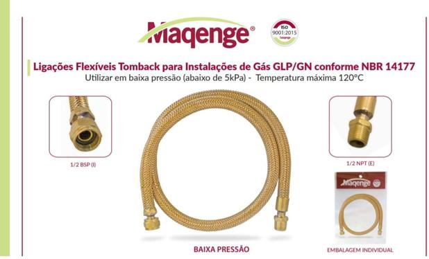 Mangueira Gas Flexivel Cobre Tomback 1,2m - Maqenge - Para baixa pressão Menor preço em Mangueira Gas Flexivel Cobre Tomback 1,2m - Maqenge - Para baixa pressão