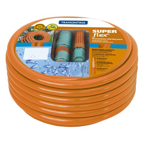 Mangueira Super Flex Com Engates Rosqueados e Esguicho - 30m - Tramontina Menor preço em Mangueira Super Flex Com Engates Rosqueados e Esguicho - 30m - Tramontina