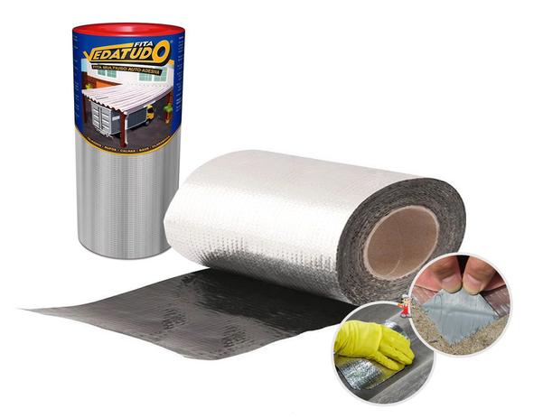 Manta asfaltica adesiva aluminizada Impermeabilizante Para Telhados, chapas, Baús reparo 60cm X 10m - DRYKO Menor preço em Manta asfaltica adesiva aluminizada Impermeabilizante Para Telhados, chapas, Baús reparo 60cm X 10m - DRYKO