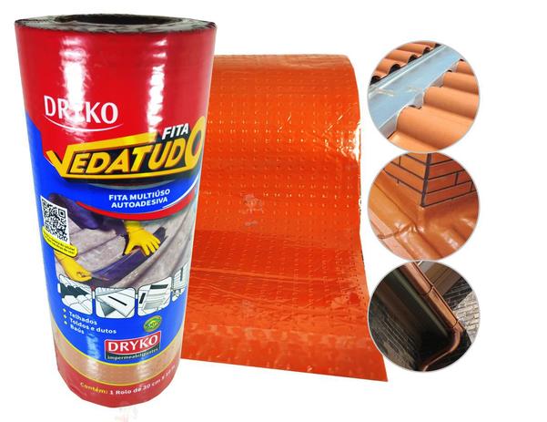 Manta Asfáltica Autoadesiva para Telhado Calha Laje Rufo vedação impermeabilização na cor Telha 30cm - DRYKO Menor preço em Manta Asfáltica Autoadesiva para Telhado Calha Laje Rufo vedação impermeabilização na cor Telha 30cm - DRYKO