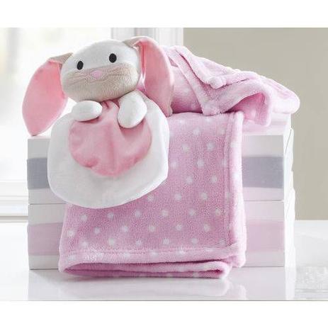 Manta bebê com naninha Coelhinha Rosa - Le petit Menor preço em Manta bebê com naninha Coelhinha Rosa - Le petit