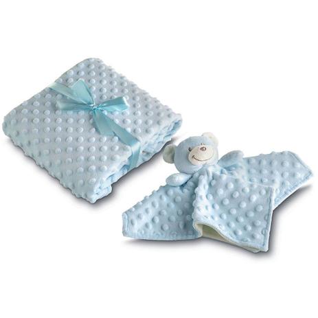 Manta e Naninha Azul Ursinho Bebê Lepper Fleece Dupla Face Menor preço em Manta e Naninha Azul Ursinho Bebê Lepper Fleece Dupla Face