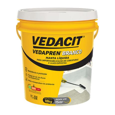 Manta Líquida Acrílica Vedapren Branco Balde de 18kg - Vedacit Menor preço em Manta Líquida Acrílica Vedapren Branco Balde de 18kg - Vedacit