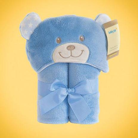 Manta Microfibra Infantil com Capuz Ursinho Azul 70 cm X 100 cm Baby Joy Menor preço em Manta Microfibra Infantil com Capuz Ursinho Azul 70 cm X 100 cm Baby Joy