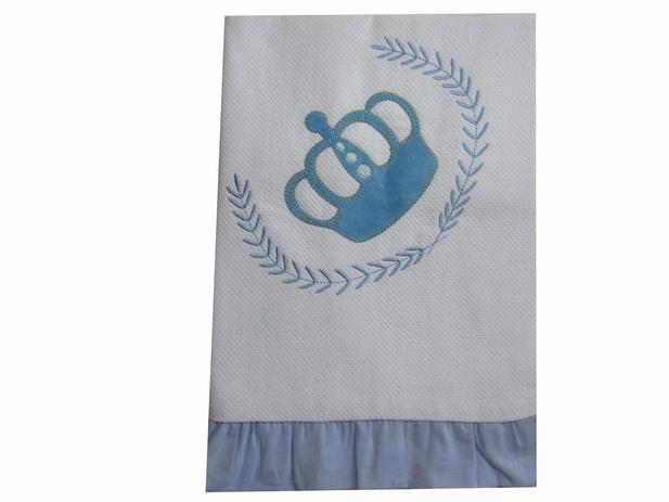 Manta Para Bebê em Piquet Ateliê Coroa Azul Bordada - Ateliê pintando e bordando Menor preço em Manta Para Bebê em Piquet Ateliê Coroa Azul Bordada - Ateliê pintando e bordando
