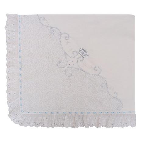 Manta para Bebê Piquet Bordado Coroa Azul - Marli enxovais Menor preço em Manta para Bebê Piquet Bordado Coroa Azul - Marli enxovais