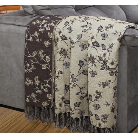 Manta Para Sofá Dupla Face Royalle Floral 130x180cm Ráfia/Tabaco - Ecaza Menor preço em Manta Para Sofá Dupla Face Royalle Floral 130x180cm Ráfia/Tabaco - Ecaza