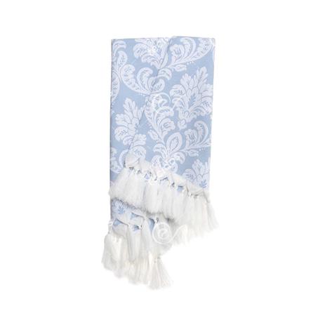 Manta para sofá em Tecido Jacquard Azul Bebê e Branco Medalhão Fio Tinto - Jacquard fio tinto Menor preço em Manta para sofá em Tecido Jacquard Azul Bebê e Branco Medalhão Fio Tinto - Jacquard fio tinto