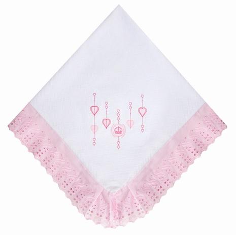 Manta Piquet Bordada Coroa Princesa Rosa Papi 4321 Menor preço em Manta Piquet Bordada Coroa Princesa Rosa Papi 4321