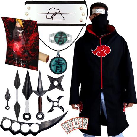 Manto Akatsuki + Bandana Colar Anel Poster Deidara Kit Kunai - Point Geeks  - No Magalu - Magazine Luiza