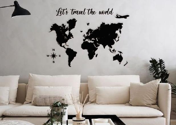 Mapa Mundi Lets Travel The World 120x85cm Lettering Em Madeira Mdf Parede Imperio Das Artes Mapas E Atlas Magazine Luiza