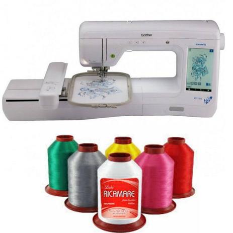 Máquina de Bordar Brother BP2150L Com SUPORTE DE LINHA e Kit com 20 Cones de Linhas Ricamare é boa?