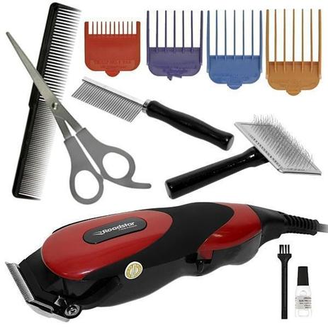 Máquina de Tosa Roadstar RS-603PET + 4 Pentes de Corte + 2 Pentes 110V - Vermelho/Preto - Whall Menor preço em Máquina de Tosa Roadstar RS-603PET + 4 Pentes de Corte + 2 Pentes 110V - Vermelho/Preto - Whall