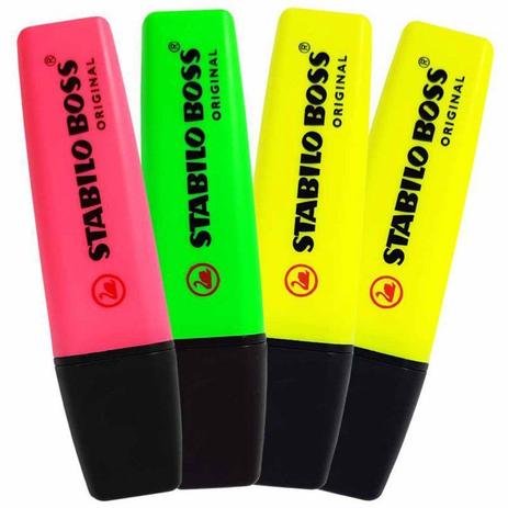 Marca Texto Stabilo Boss Neon C/ 4 Menor preço em Marca Texto Stabilo Boss Neon C/ 4