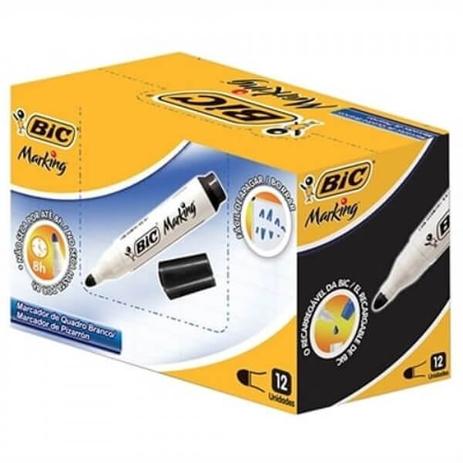 Marcador BIC Quadro Branco Preto Recarregável (Emb. contém 12un.) Menor preço em Marcador BIC Quadro Branco Preto Recarregável (Emb. contém 12un.)