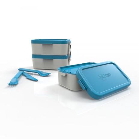 Marmita Bento Box Dupla Azul Ug Menor preço em Marmita Bento Box Dupla Azul Ug
