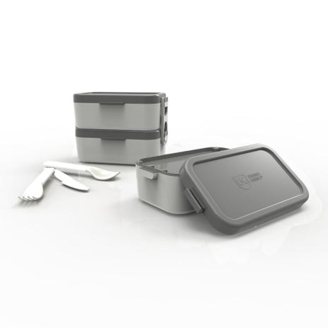 Marmita Bento Box Dupla Cinza Escuro Ug Menor preço em Marmita Bento Box Dupla Cinza Escuro Ug