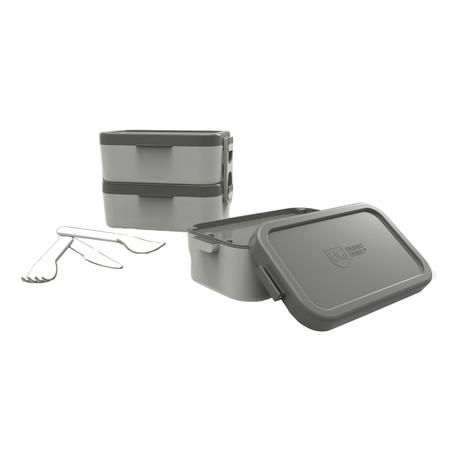 Marmita Bento Box Dupla Com Talheres Cinza Primacor Anodilar Menor preço em Marmita Bento Box Dupla Com Talheres Cinza Primacor Anodilar