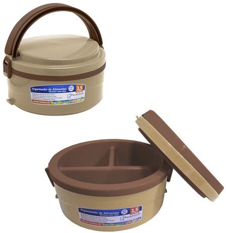 Marmita térmica plástica com 3 divisórias e trava lateral 1,5 l - Paramount Menor preço em Marmita térmica plástica com 3 divisórias e trava lateral 1,5 l - Paramount
