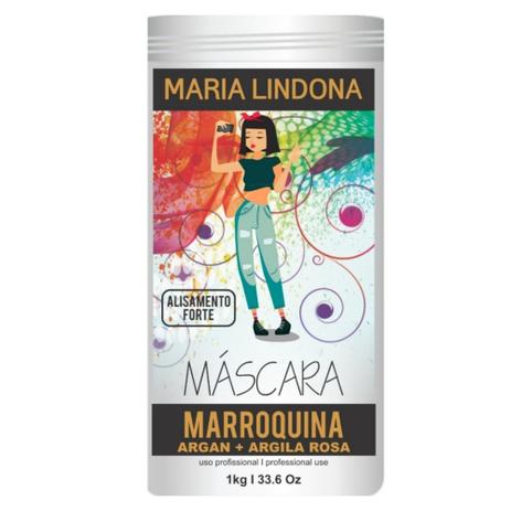 Marroquina Alisamento Forte Maria Lindona Óleo de Argan e Argila Rosa 1kg Menor preço em Marroquina Alisamento Forte Maria Lindona Óleo de Argan e Argila Rosa 1kg