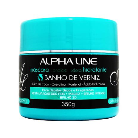 Máscara Condicionadora Hidratante Banho de Verniz 350g - Alpha Line Menor preço em Máscara Condicionadora Hidratante Banho de Verniz 350g - Alpha Line