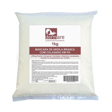 Máscara de Argila Branca com Colágeno em Pó 1Kg - Dermare Menor preço em Máscara de Argila Branca com Colágeno em Pó 1Kg - Dermare