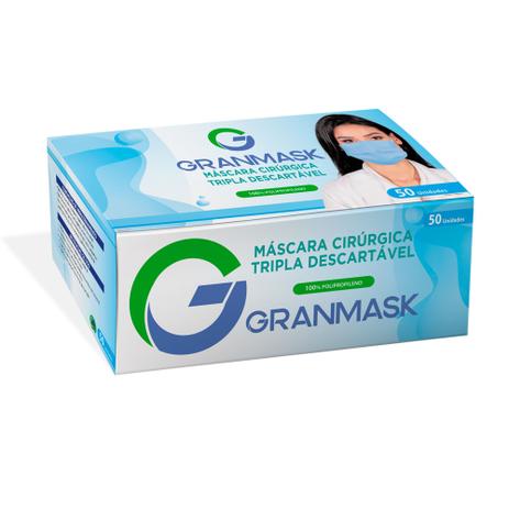 Máscara Descartável Azul GranMask Tripla 50 Unidades 1 CX Menor preço em Máscara Descartável Azul GranMask Tripla 50 Unidades 1 CX