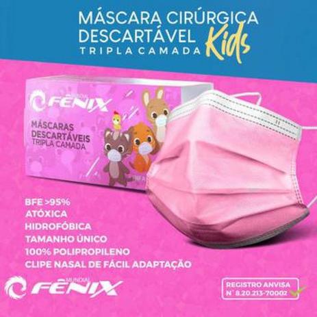 Máscara Descartável Tripla Camada Infantil Rosa - Fenix 50un. - Fênix Menor preço em Máscara Descartável Tripla Camada Infantil Rosa - Fenix 50un. - Fênix