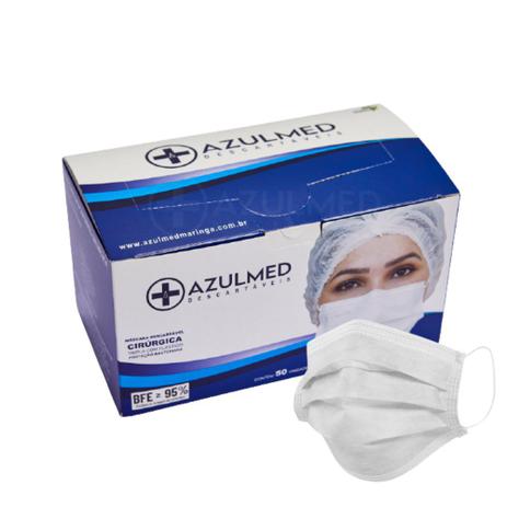 Mascara Descartável Tripla com Elástico Branca 50un AZULMED Menor preço em Mascara Descartável Tripla com Elástico Branca 50un AZULMED