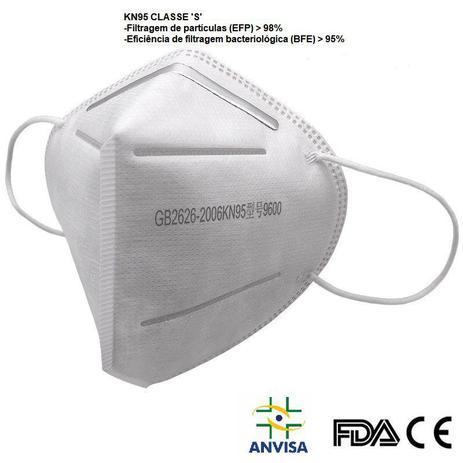 Máscara Respirador de Proteçao kN95 classe S Com Registro ANVISA Laudo BFE 95% FDA CA Menor preço em Máscara Respirador de Proteçao kN95 classe S Com Registro ANVISA Laudo BFE 95% FDA CA