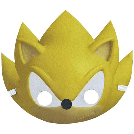 Máscara Sonic Amarelo Infantil Super Sonic Com Elástico - Fantasias Carol Ef