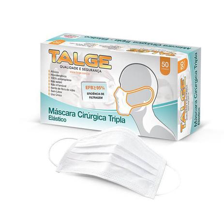Máscara Tripla Descartável com Filtro (BFE =95%) Talge 50un Menor preço em Máscara Tripla Descartável com Filtro (BFE =95%) Talge 50un