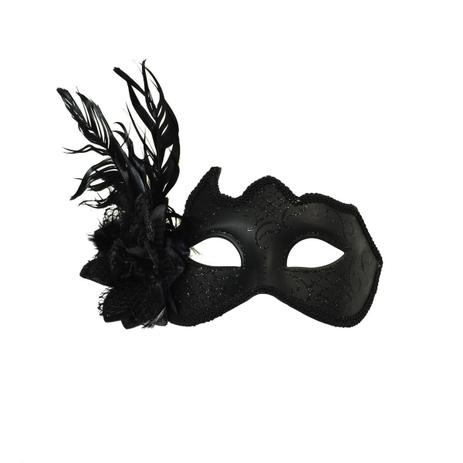 Máscara Veneziana Flor Preta - Cromus - Carnaval Menor preço em Máscara Veneziana Flor Preta - Cromus - Carnaval