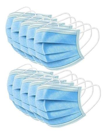 Máscaras triplas Azul Kit 100 unidades com Anvisa Descartável - CHN Menor preço em Máscaras triplas Azul Kit 100 unidades com Anvisa Descartável - CHN