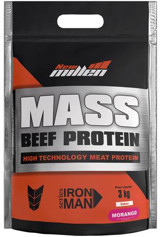 Mass Beef Protein 3kg Morango New Millen Menor preço em Mass Beef Protein 3kg Morango New Millen