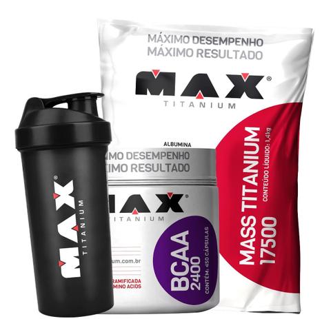 Mass Titanium + Bcaa 2400mg - 450 Cápsulas - Max Titanium Menor preço em Mass Titanium + Bcaa 2400mg - 450 Cápsulas - Max Titanium
