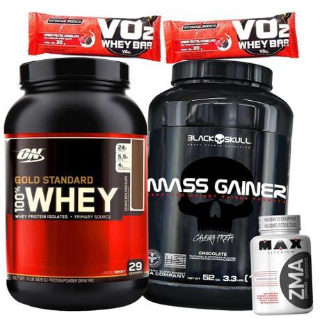 Massa Magra Hipertrofia 100% Whey Protein Gold Standard 907g Massa Gainer 1,5kg ZMA 90caps wey way - Optimum nutrition Menor preço em Massa Magra Hipertrofia 100% Whey Protein Gold Standard 907g Massa Gainer 1,5kg ZMA 90caps wey way - Optimum nutrition
