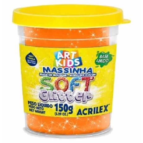 Massa p/modelar soft glitter 150g laranja 225 - Acrilex Menor preço em Massa p/modelar soft glitter 150g laranja 225 - Acrilex