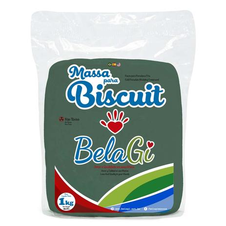 Massa para Biscuit BelaGi com 1kg - Verde Musgo Menor preço em Massa para Biscuit BelaGi com 1kg - Verde Musgo