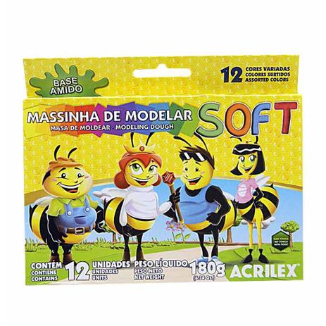 Massa para modelar com 12 cores soft 180g / 12cx / acrilex Menor preço em Massa para modelar com 12 cores soft 180g / 12cx / acrilex