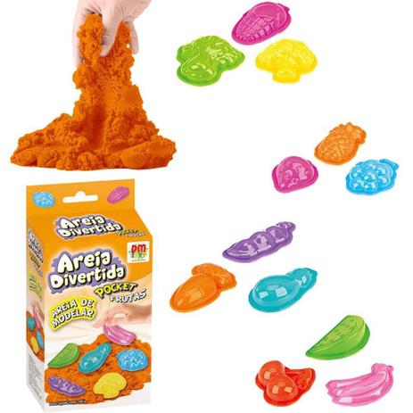 Massinha Areia de Modelar Magica Divertida 150g Frutas 3 Formas Colorido (DMT5124) Menor preço em Massinha Areia de Modelar Magica Divertida 150g Frutas 3 Formas Colorido (DMT5124)