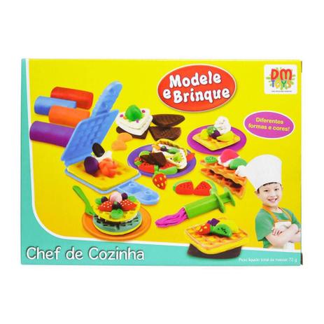 Massinha de modelar modele e brinque chef de cozinha 265 gramas - Dm toys Menor preço em Massinha de modelar modele e brinque chef de cozinha 265 gramas - Dm toys