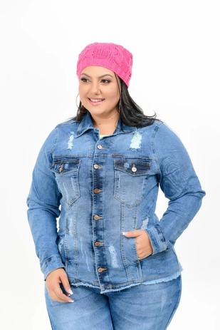 Jaqueta feminina jeans plus size Clearance