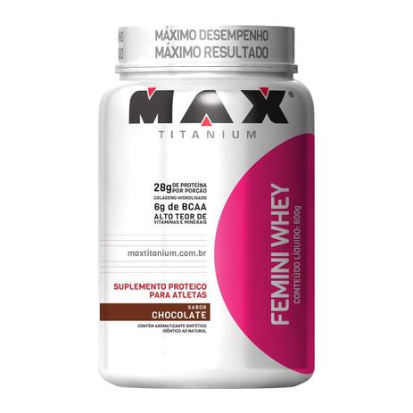 Max Titanium Femini Whey 600G Chocolate Menor preço em Max Titanium Femini Whey 600G Chocolate