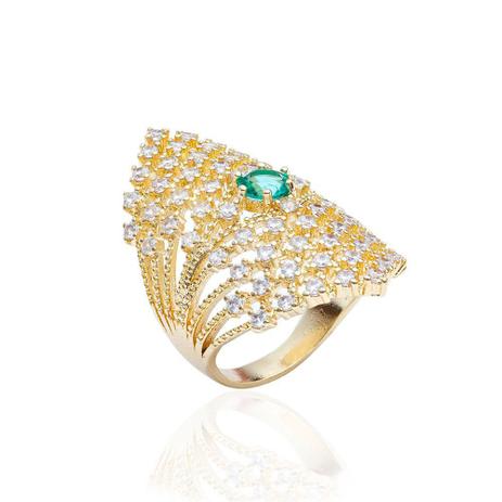 Maxi Anel Gota Pedra Natural Turmalina Paraíba e Zircônia Cristal Folheado a Ouro 18k Moussaieff Menor preço em Maxi Anel Gota Pedra Natural Turmalina Paraíba e Zircônia Cristal Folheado a Ouro 18k Moussaieff