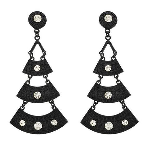 Maxi brinco esmaltado preto com strass - Click bolsas e bijuterias Menor preço em Maxi brinco esmaltado preto com strass - Click bolsas e bijuterias